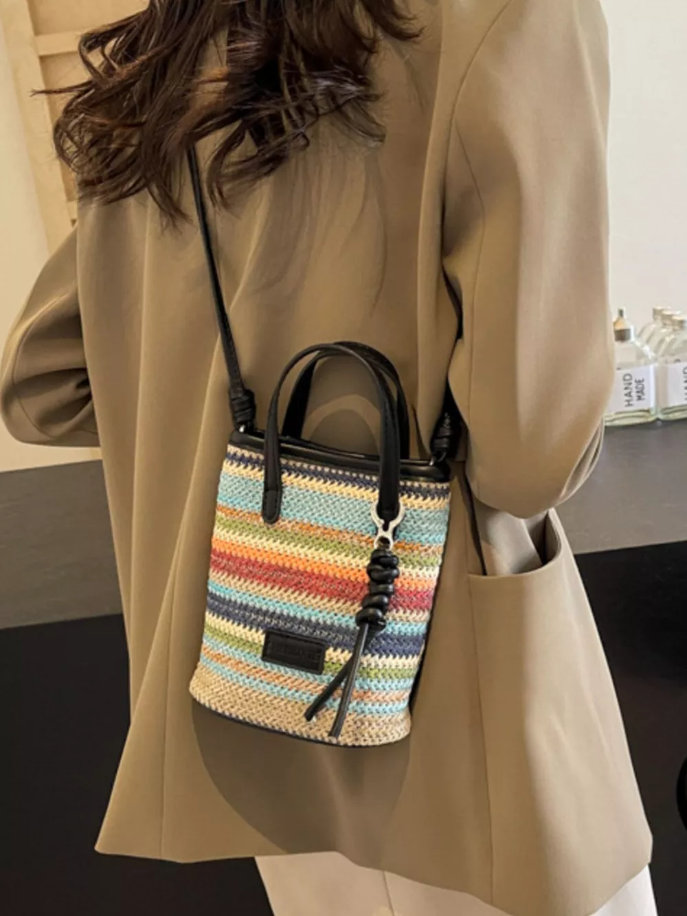 Striped Woven Mini Crossbody Bag, image 5