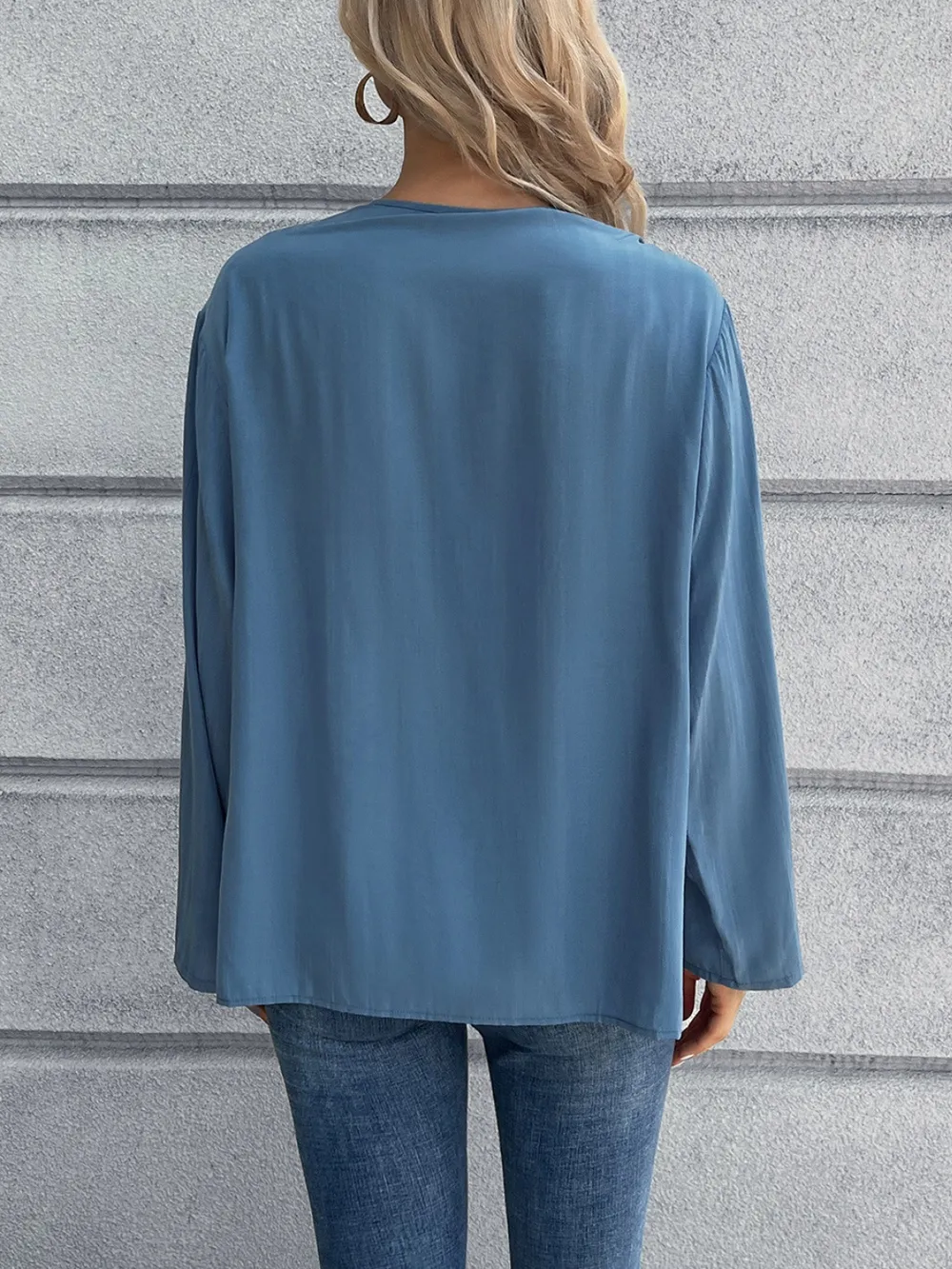 Half Button Long Sleeve Blouse, image 5