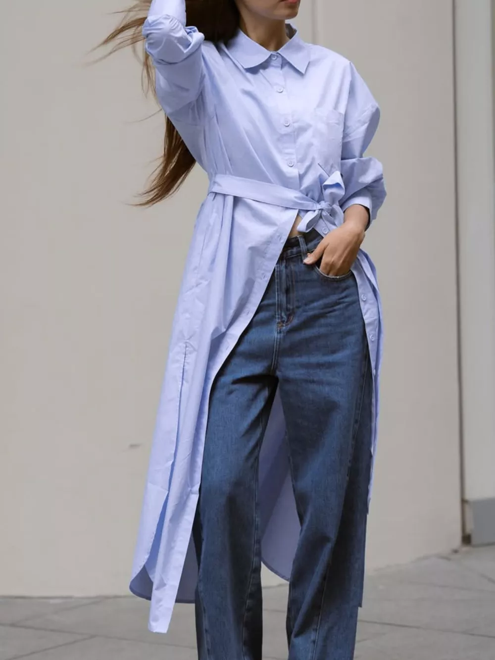 Longline Button-Down Shirt, image 3