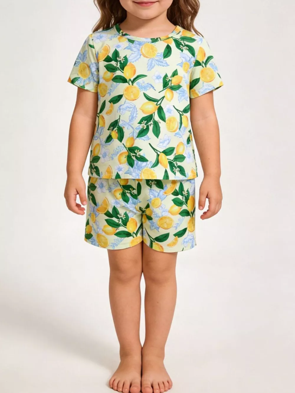 Children's Lemon Print Tee and Shorts Set