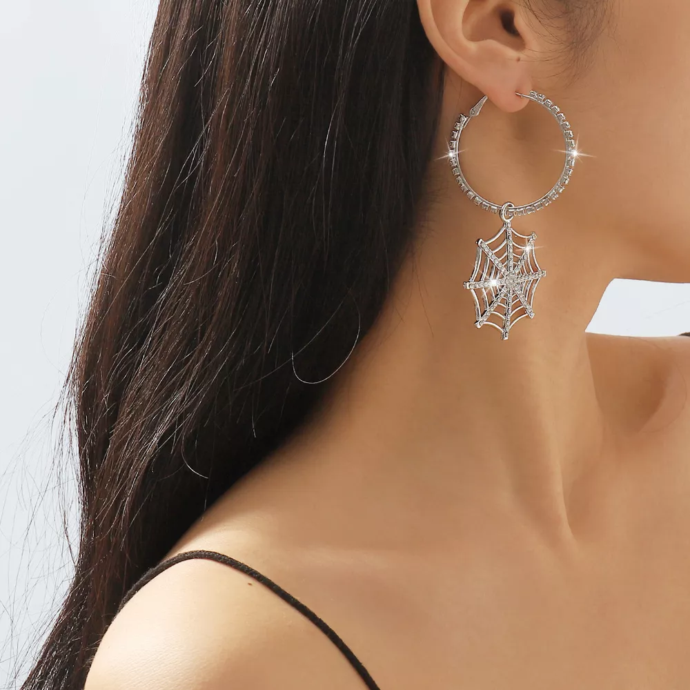 Halloween Spider Web Dangle Hoop Earrings, image 8