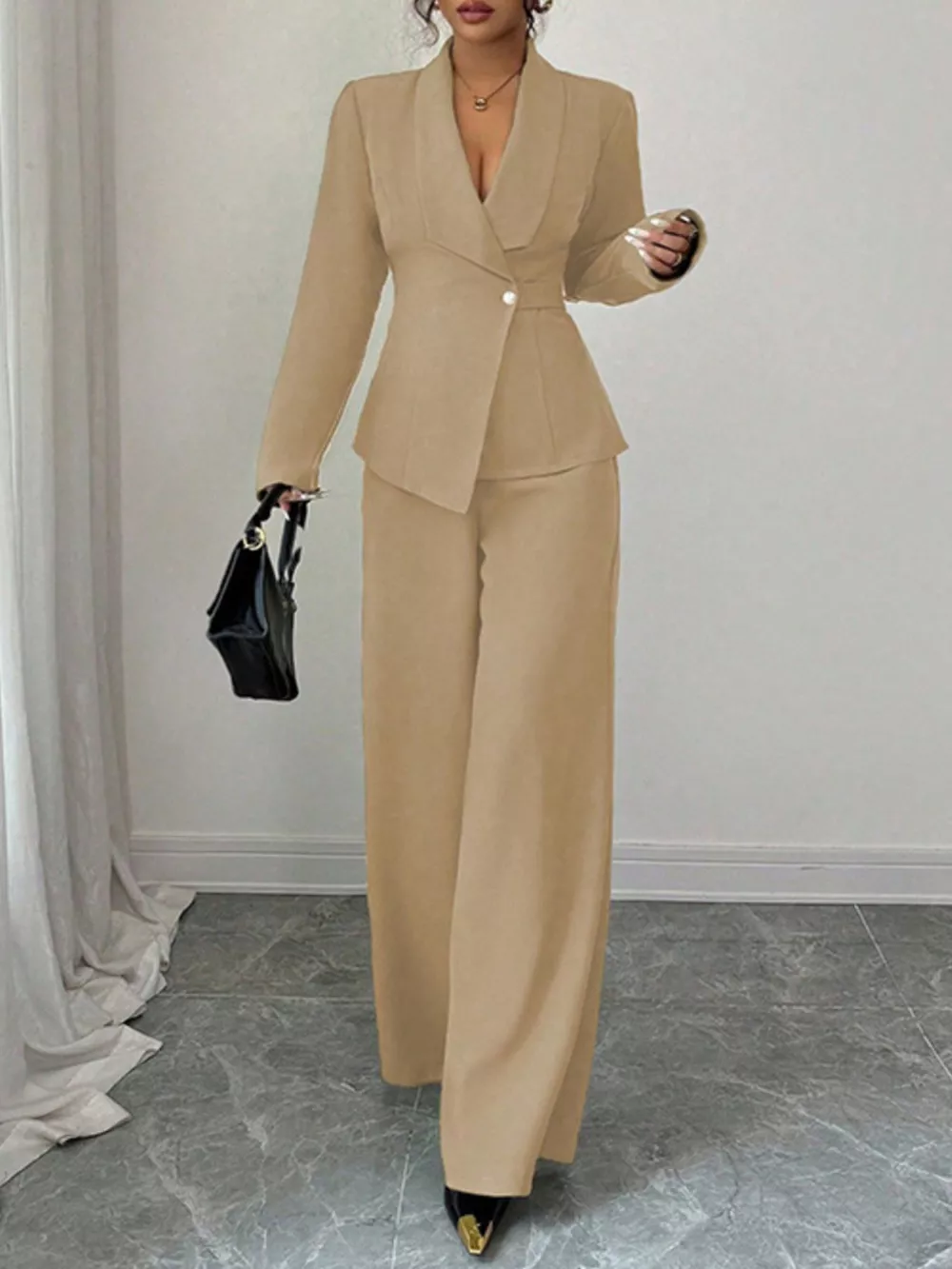 One Button Blazer and Pants Set, image 7