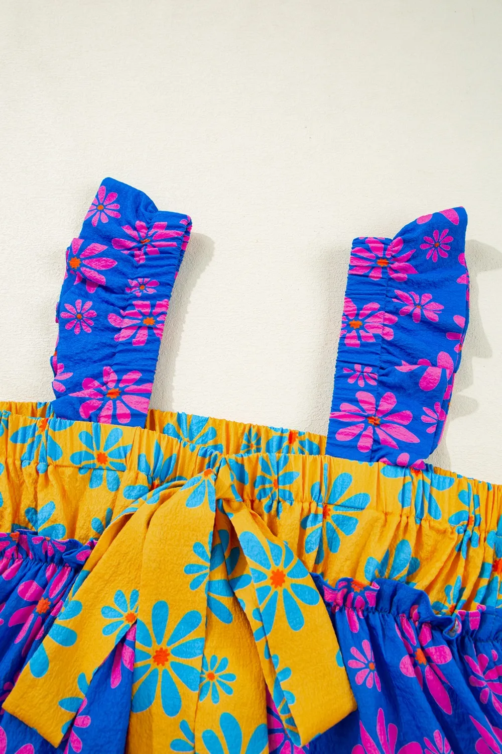 Floral Colorblock Flutter Straps Flowy Tank Top, image 4