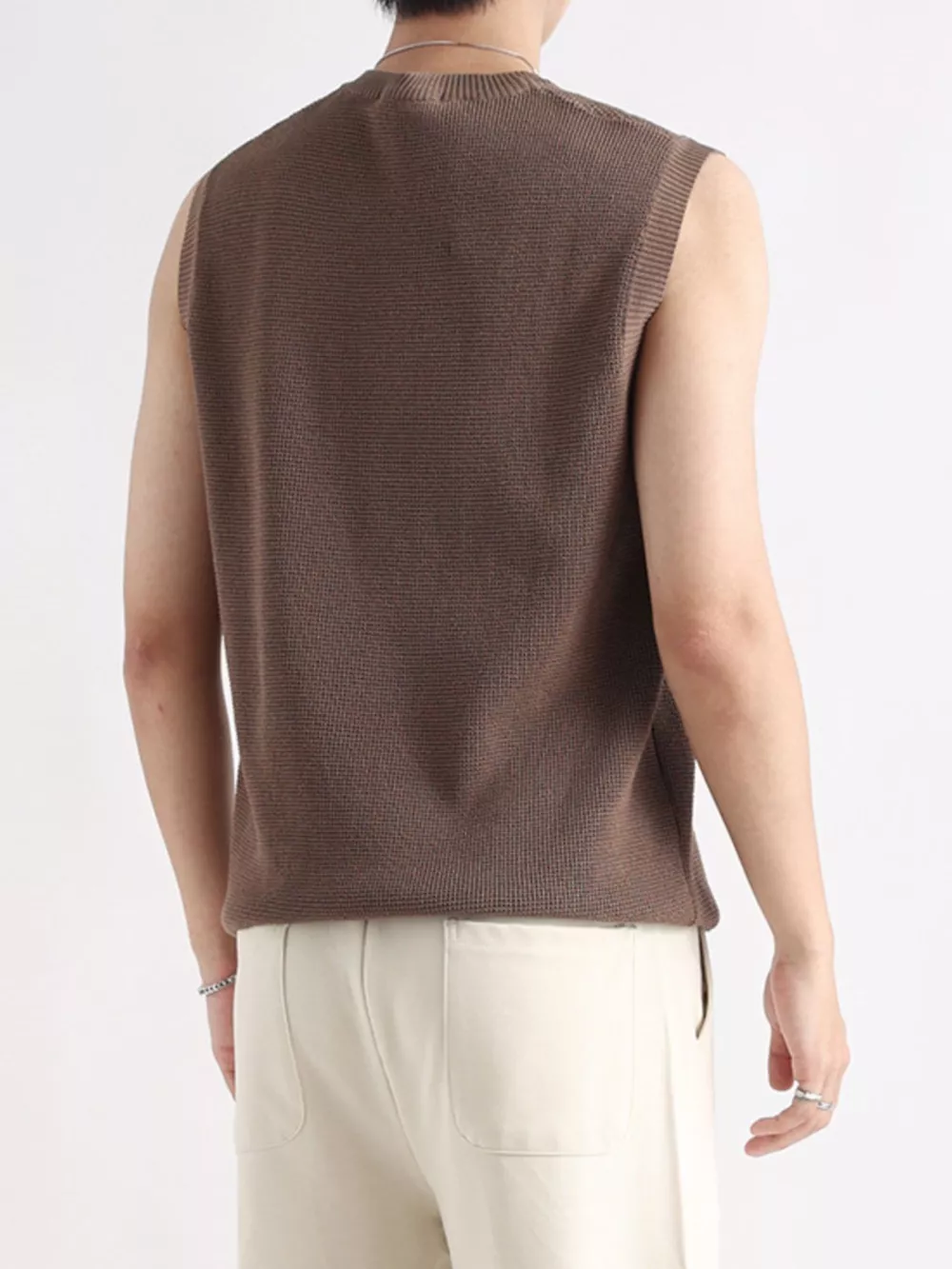 Men's Plus Size Knitted Zip-Up Tank, image 8