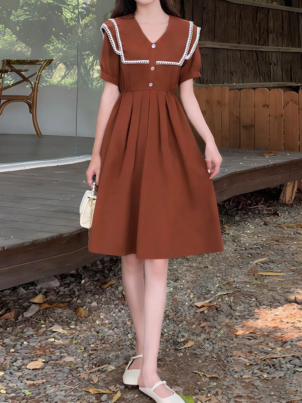 Sailor Collar Pleated Dress, image 2