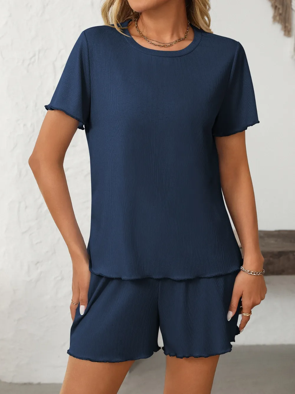 Round Neck Short Sleeve Top and Shorts Set, image 18