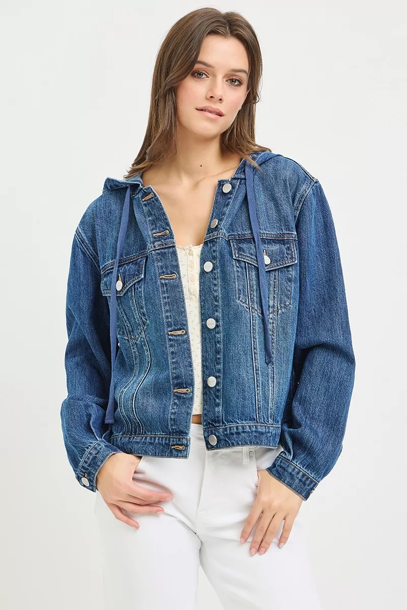 Basic Denim Jacket with Hoodie, image 5