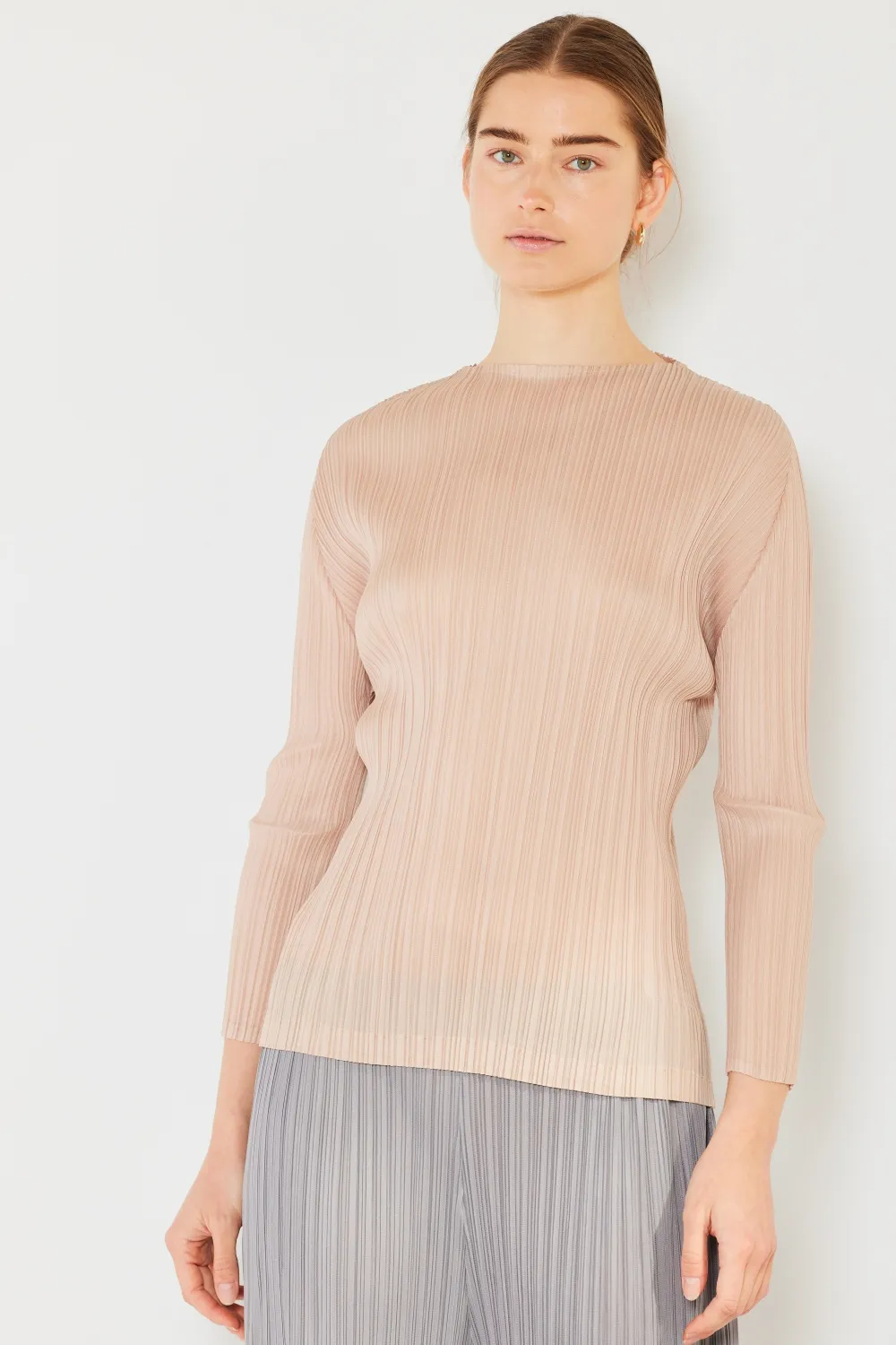 Pleated Long Sleeve Boatneck Top, image 13