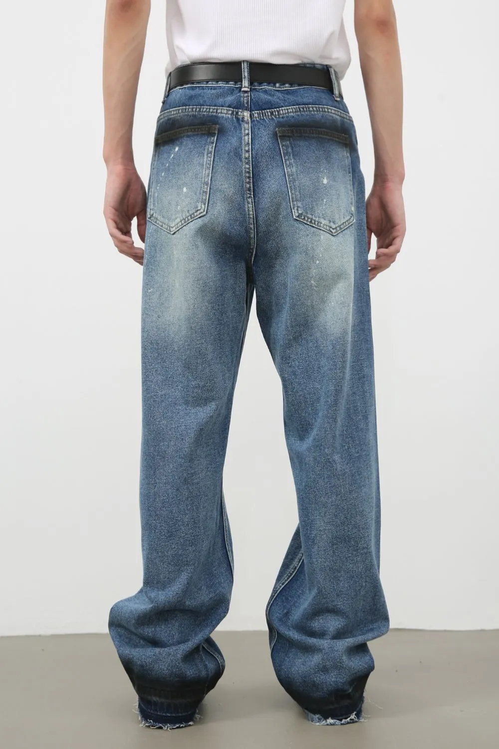 Men's Raw Hem Baggy Jeans, image 2