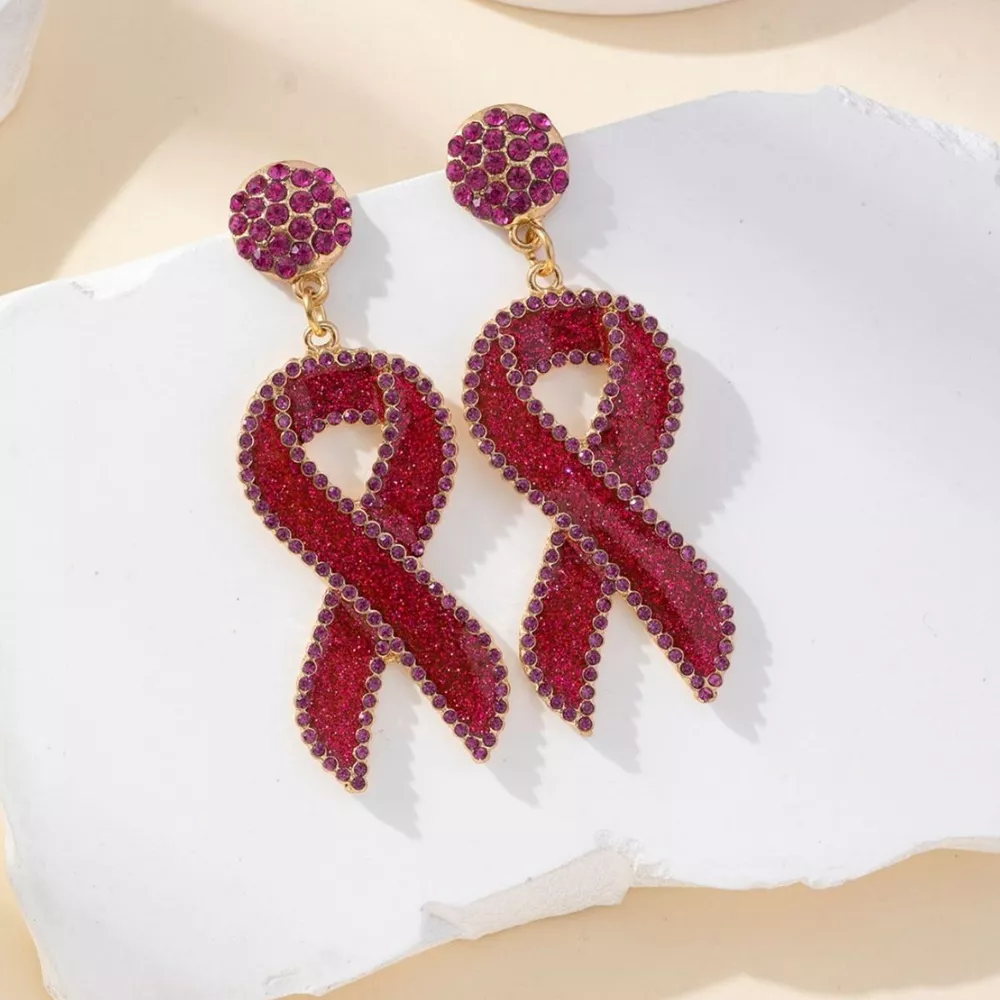 Rhinestone Ribbon Drop Earrings, image 3