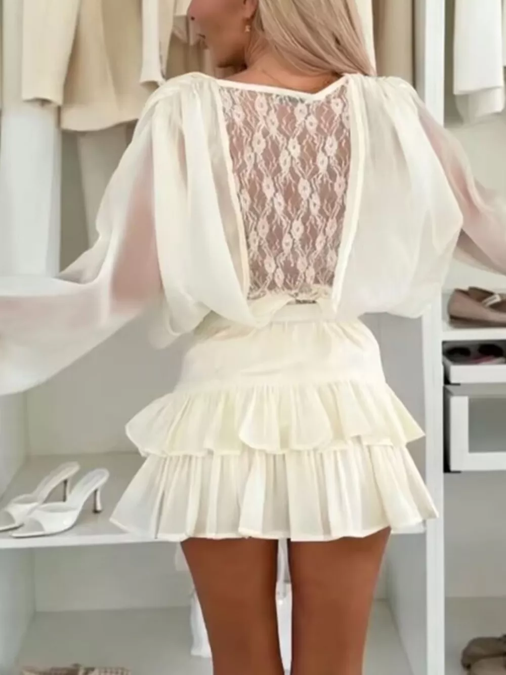Lace Long Sleeve Dress with Short Liner, image 4