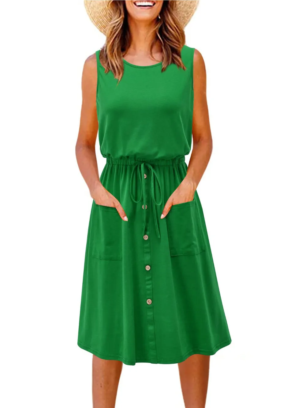 Full Size Round Neck Sleeveless Tank Dress Plus Size, image 2