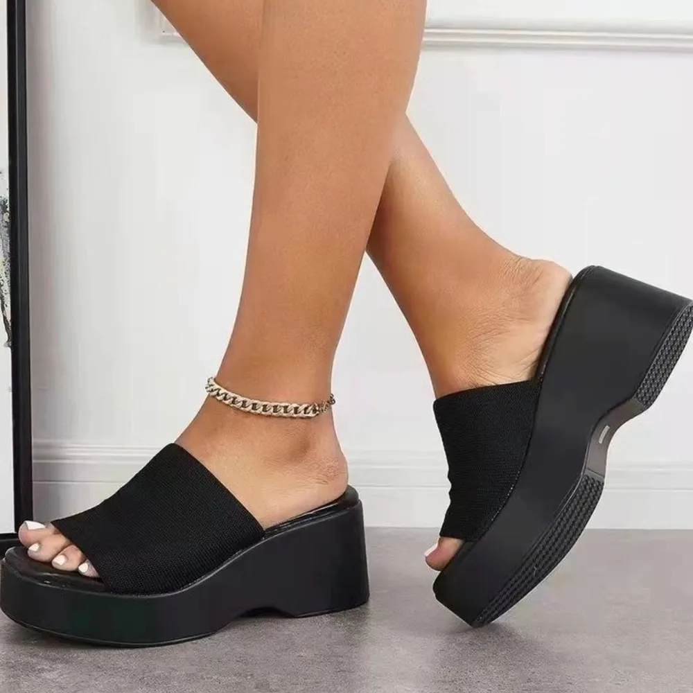 Open Toe Platform Cloth Sandals, image 2