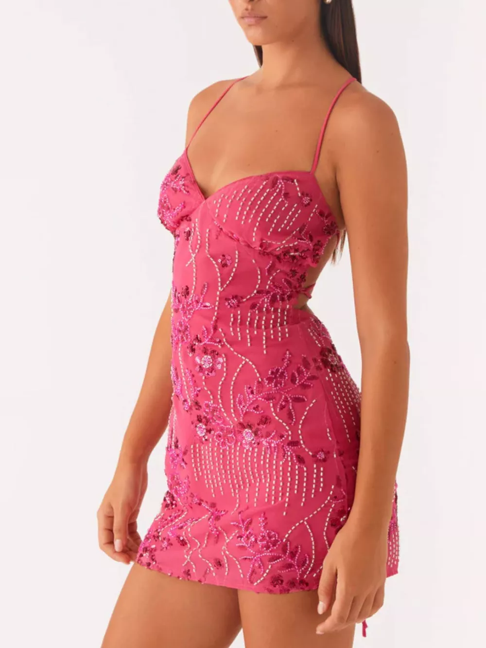 Beaded Floral Mini Dress, image 14