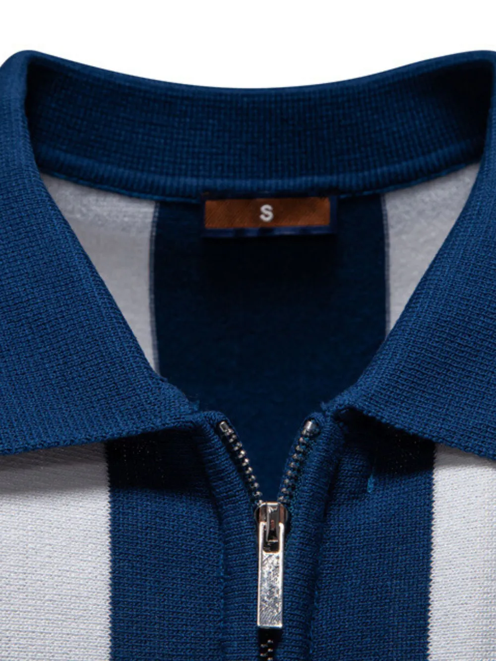 Men's Classic Striped Zip Collar Polo Shirt, image 4