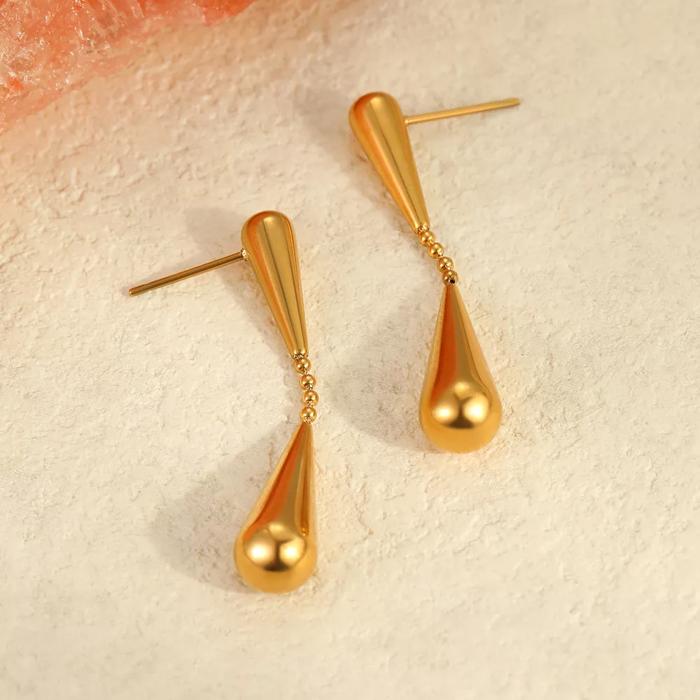 18K Gold-Plated Teardrop Drop Earrings, image 2