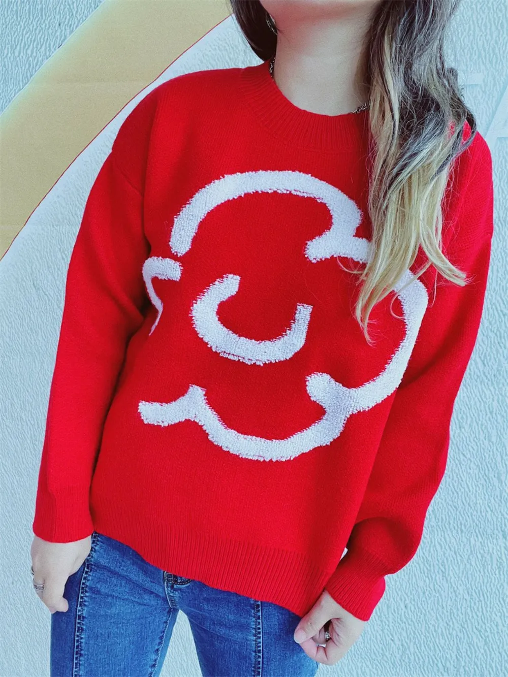 Contrast Round Neck Long Sleeve Sweater, image 3