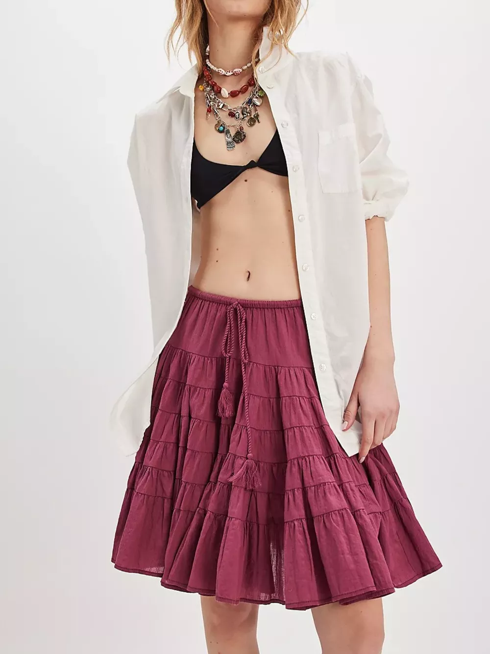 Tiered Drawstring Mini Skirt, image 13