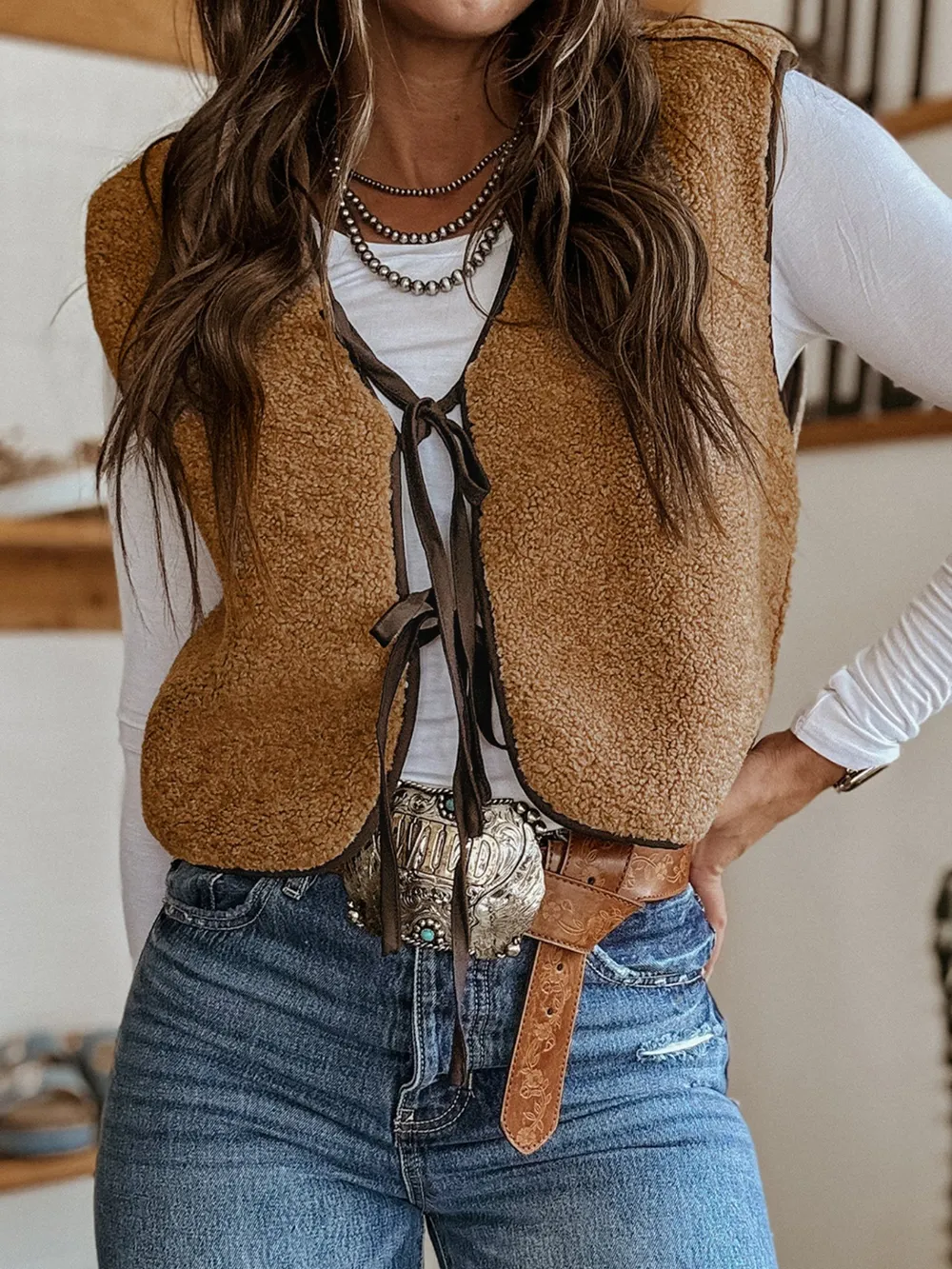 Double Tied Front Vest Coat, image 3