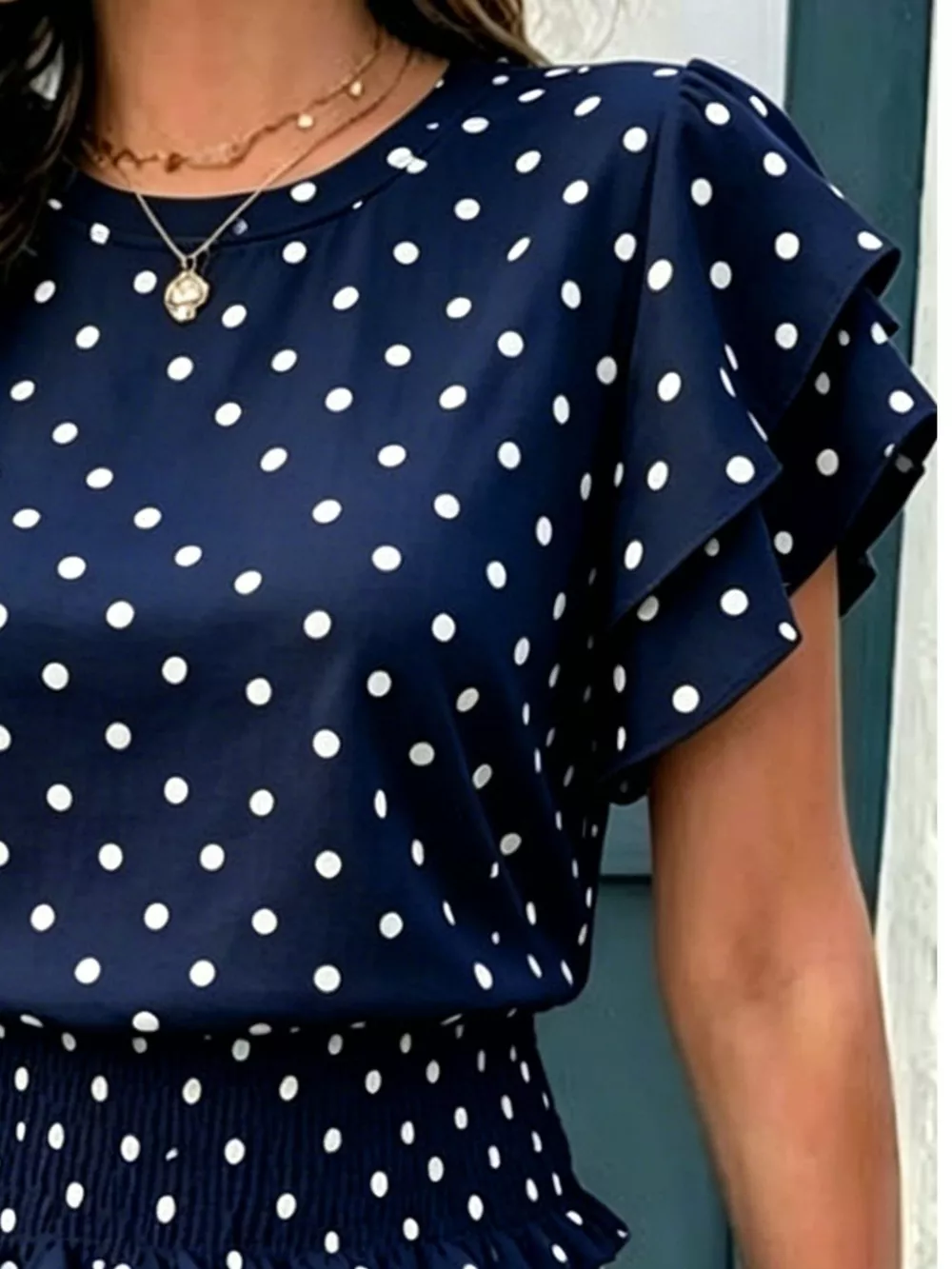 Polka Dot Ruffle Sleeve Blouse, image 12