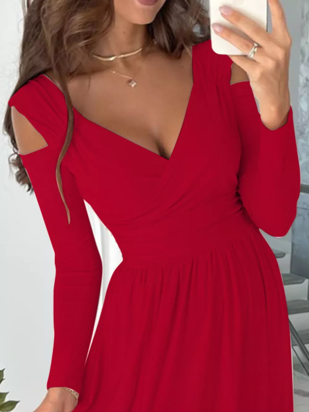 Slit Surplice Cold Shoulder Maxi Dress, image 4