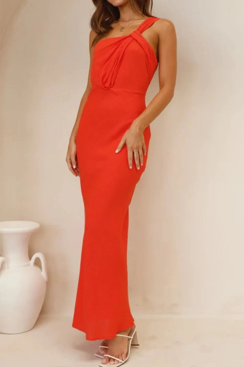 Ruched Single Shoulder Maxi Dress, image 4