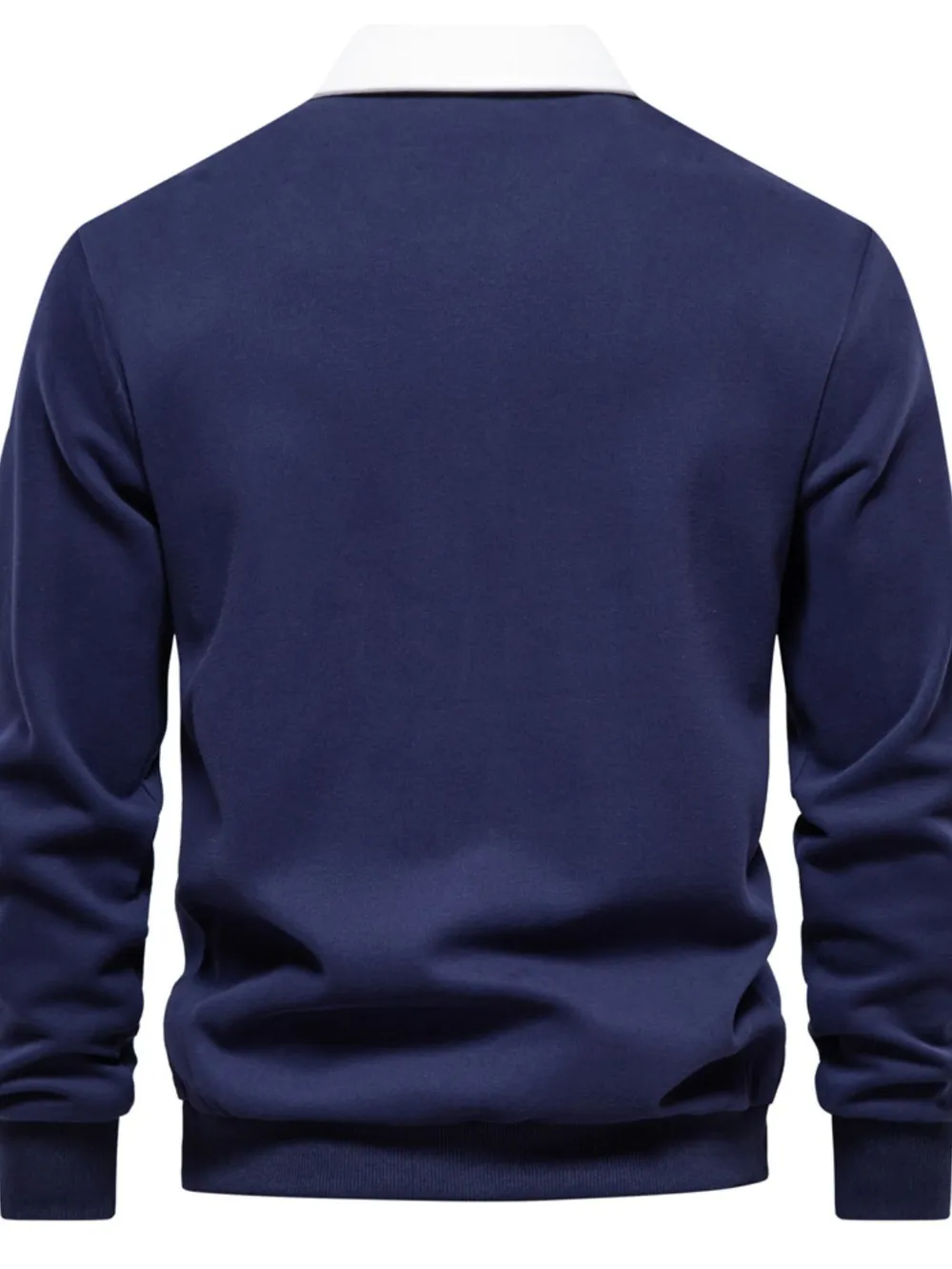 Men's Quarter Button Collared Neck Long Sleeve Polo, image 3