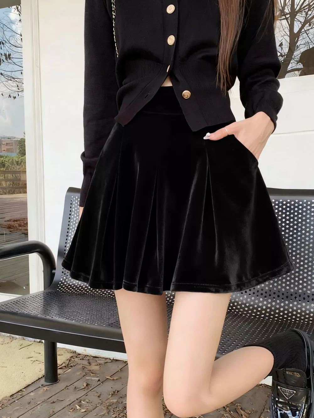 Velvet Mini Skort, image 2