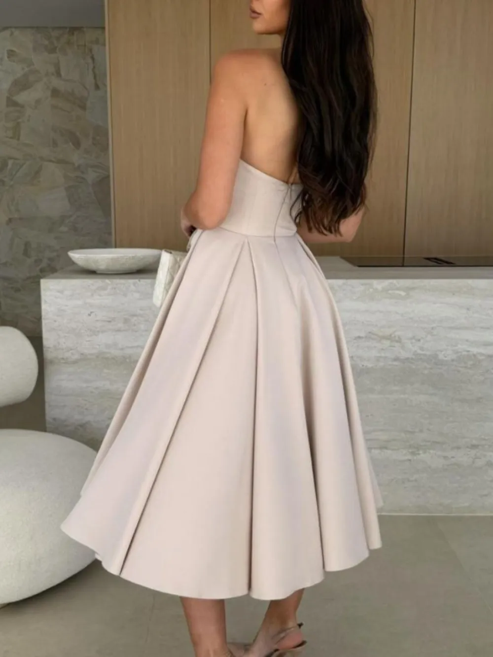 Solid Color Tube Midi Dress, image 7