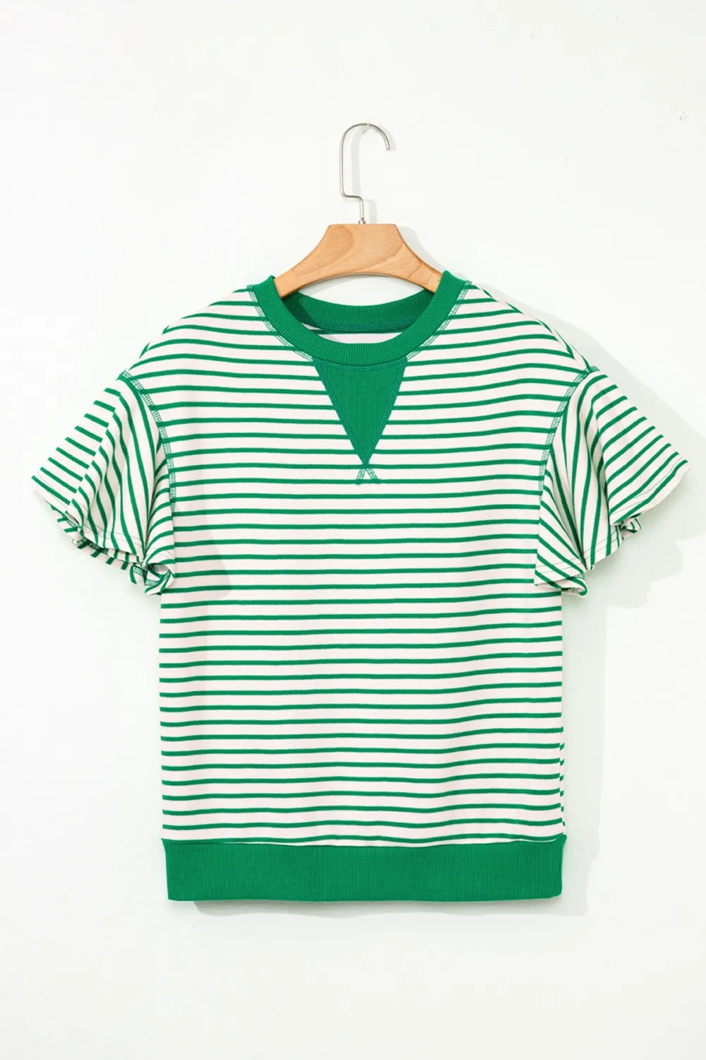 Striped Flounce Sleeve Casual Blouse, image 2