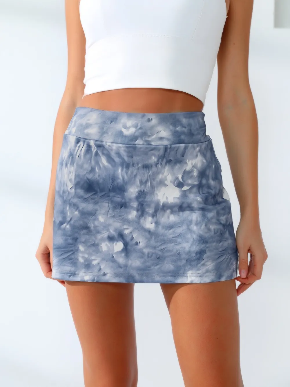 Quick-Dry Tie-Dye Wide Waistband Active Tennis Skirt, image 3