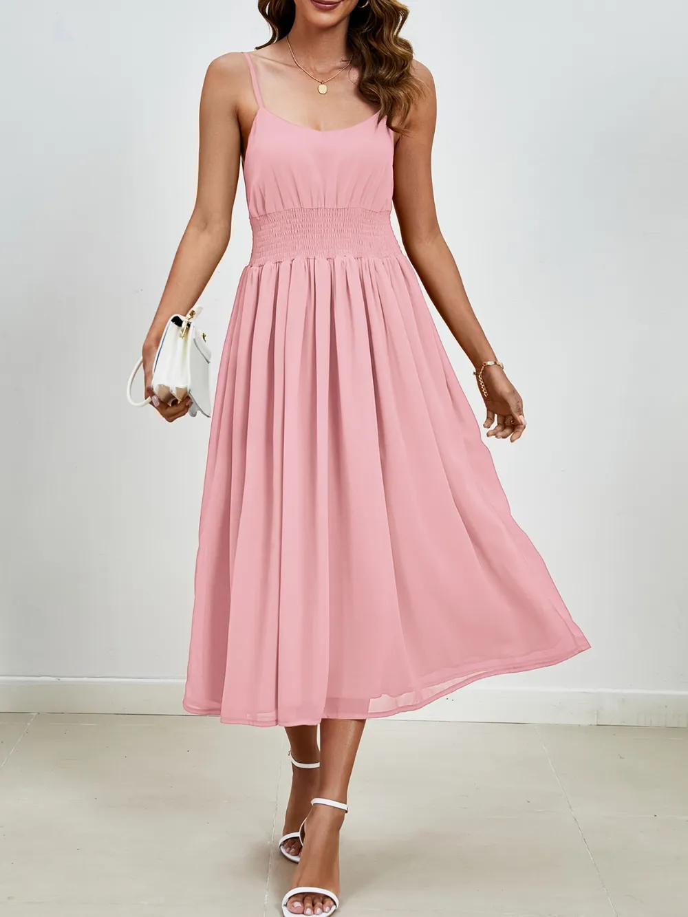 Scoop Neck Midi Cami Dress, image 5