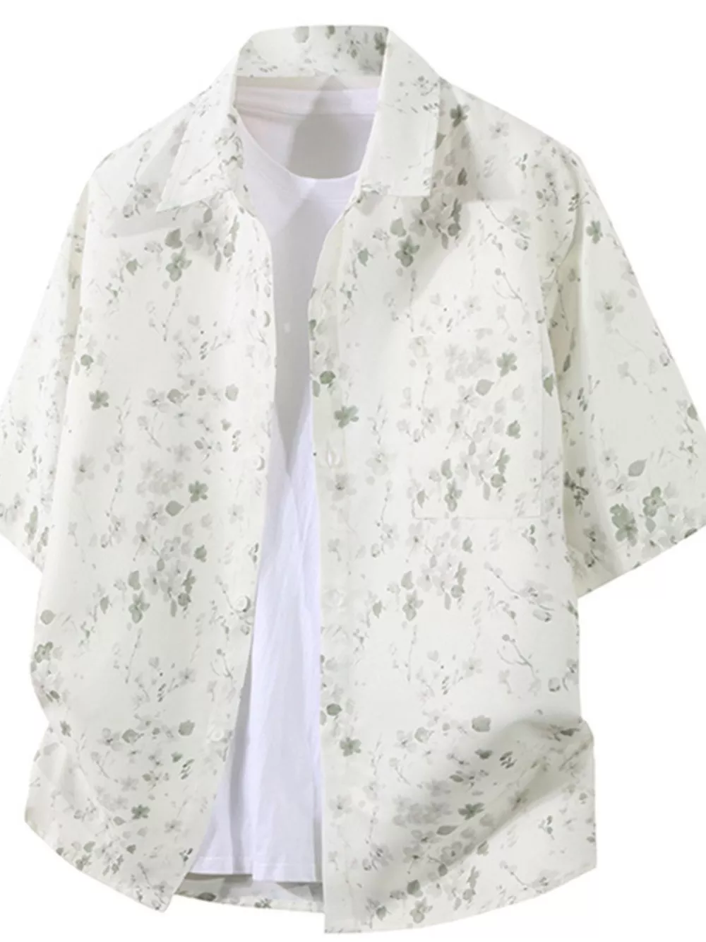 Men's Plus Size Tropical Print Short Sleeve Casual Shirt
