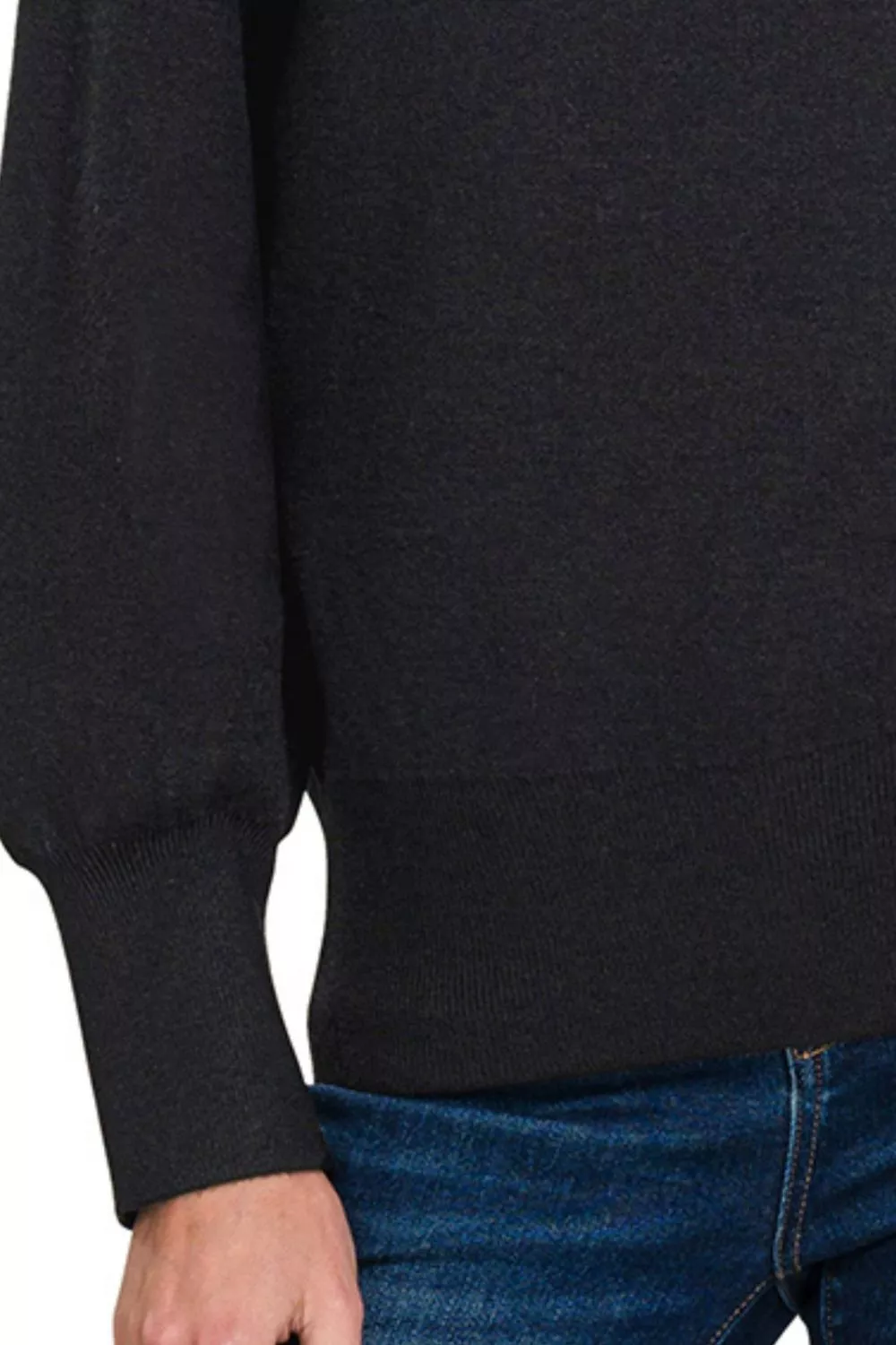 Viscose Mock Neck Exposed Seam Sweater, image 3