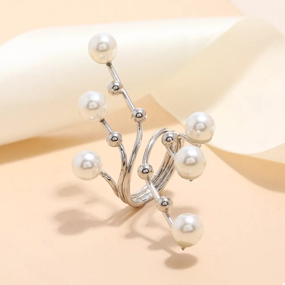 Alloy Pearl Bypass Ring, image 4