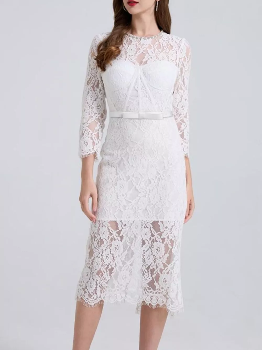 Lace Long Sleeve Midi Dress, image 20