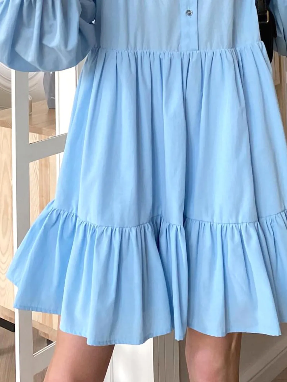 Tiered Long Sleeve Shirt Dress, image 13