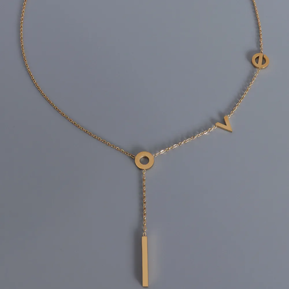 Titanium Steel Letter Necklace, image 2