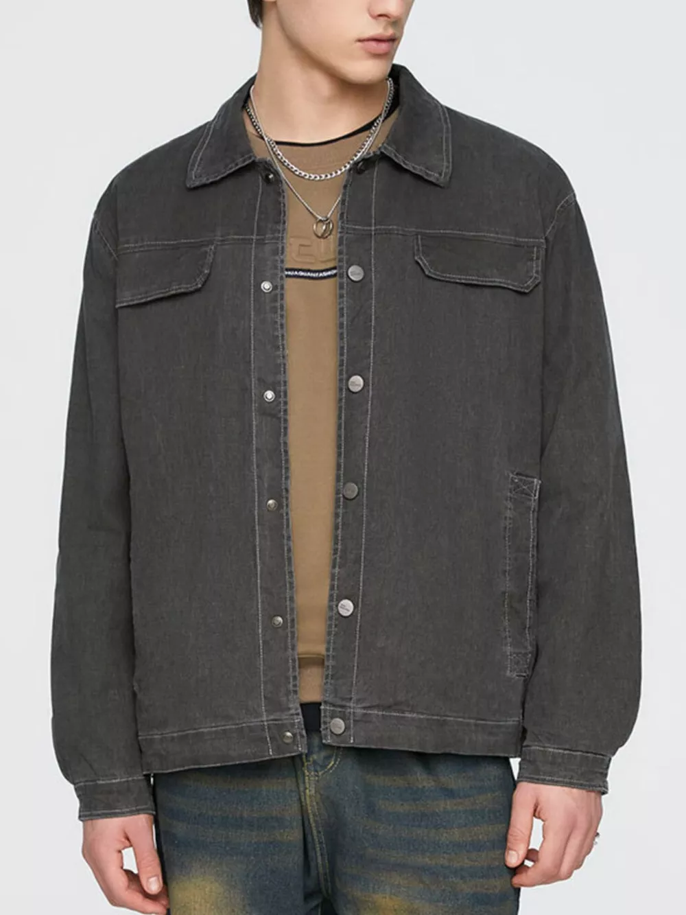 Men's Plus Size Button Up Long Sleeve Jacket, image 5