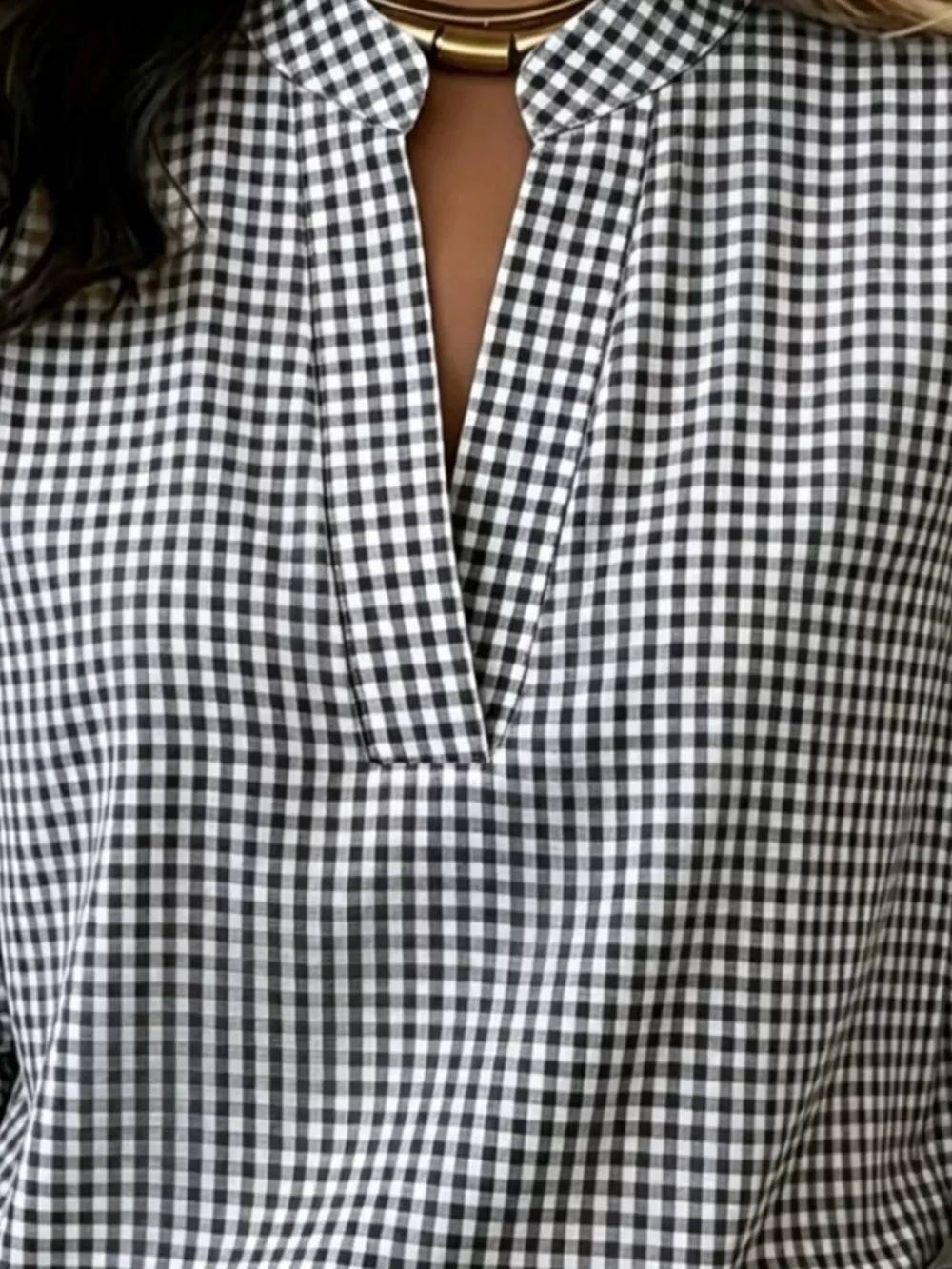 Full Size Plaid Notched Long Sleeve Blouse Plus Size, image 9