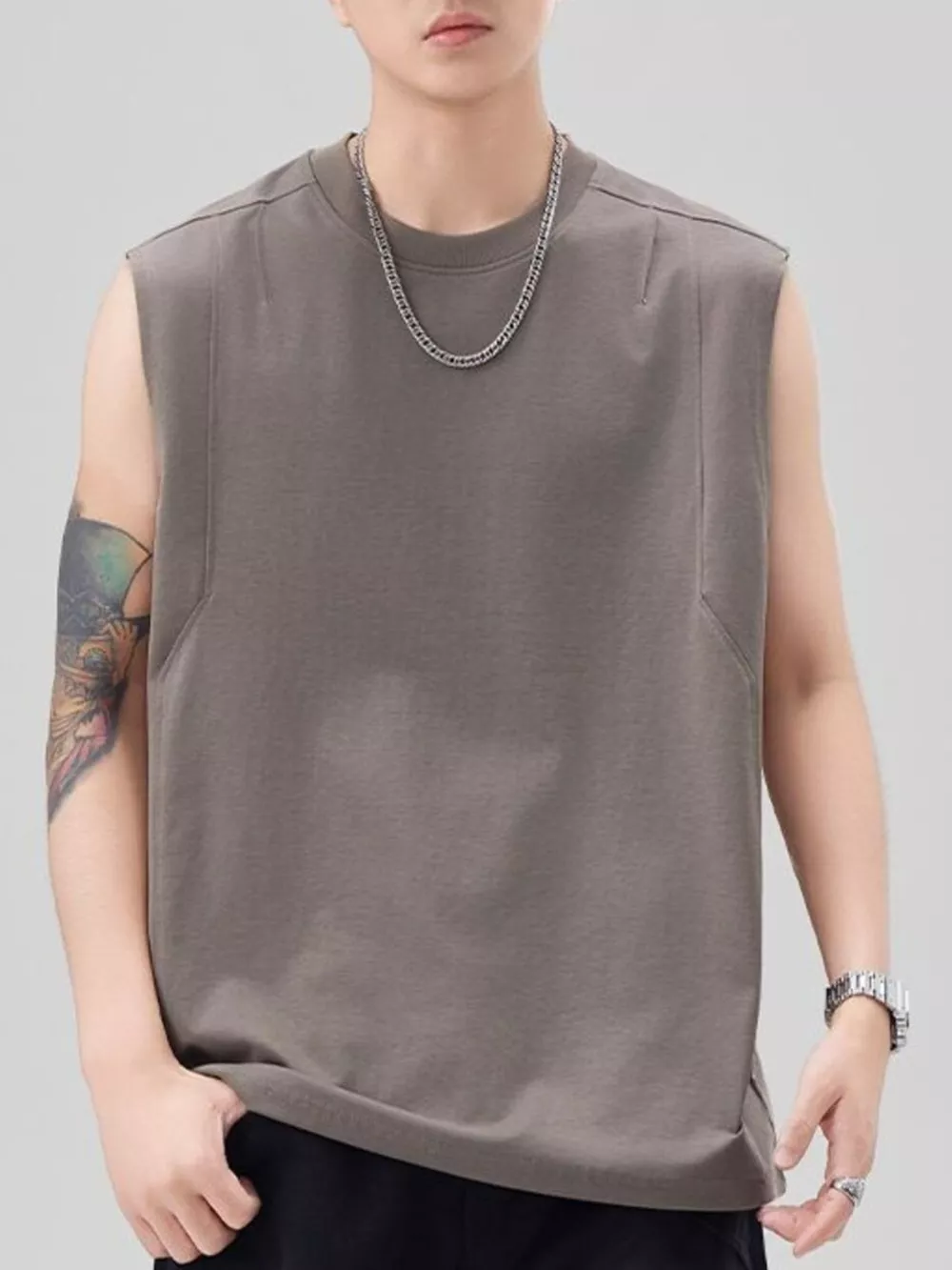 Men's Plus Size Solid Color Casual Tank Top