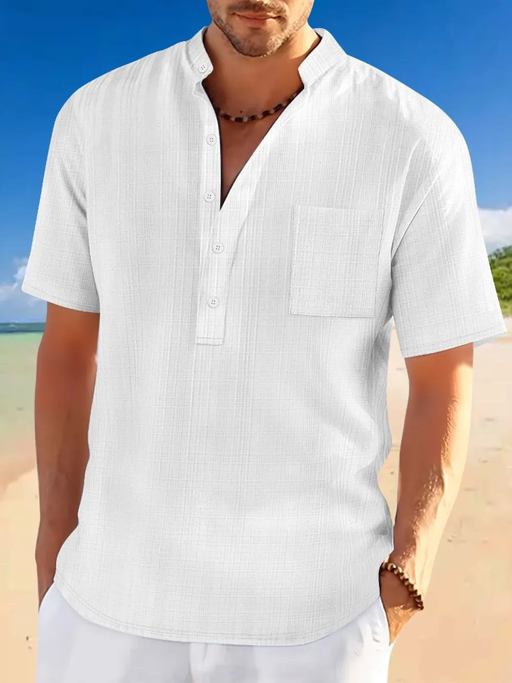Men's Full Size Half Button Short Sleeve Polo Plus Size, image 3