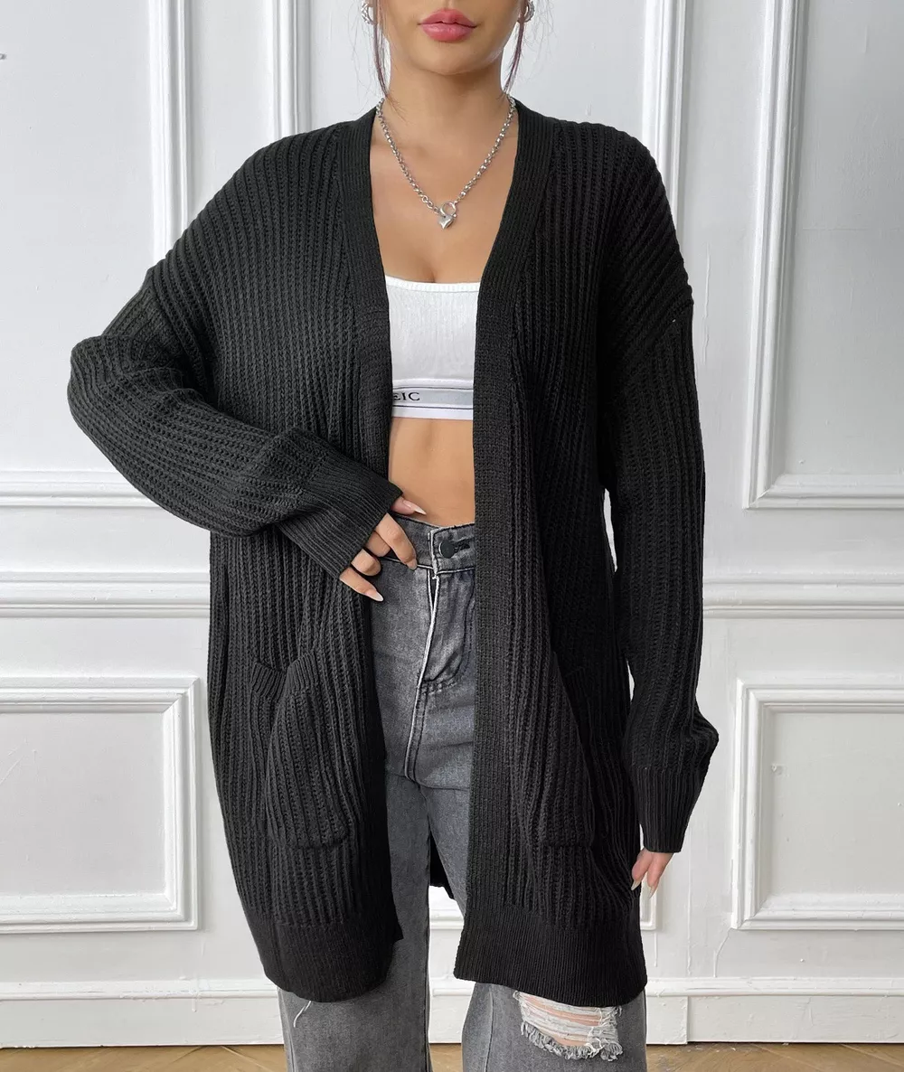 Open Front Drop Shoulder Cardigan, image 10