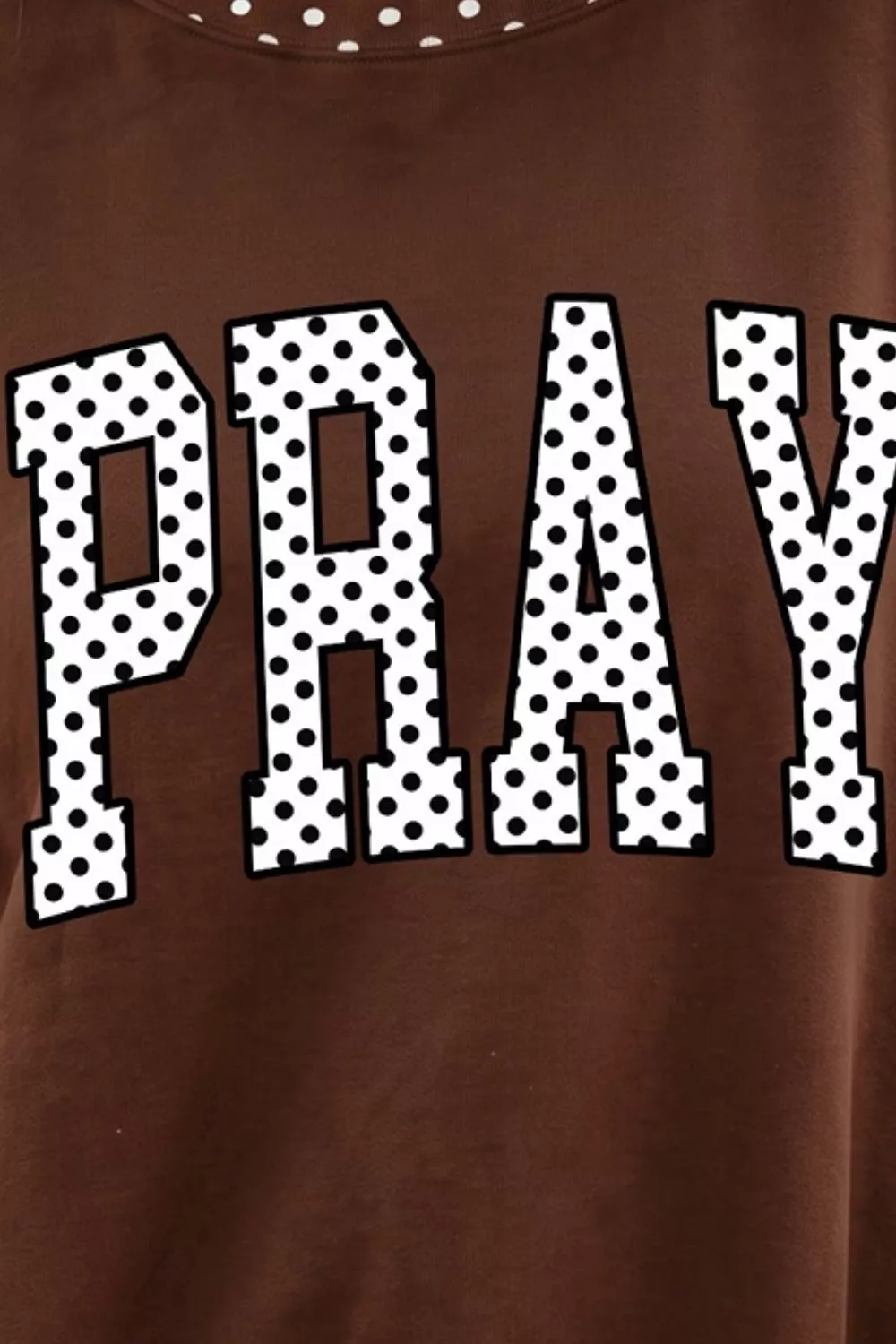 Polka Dot Trim 'PRAY' Graphic Sweatshirt, image 3