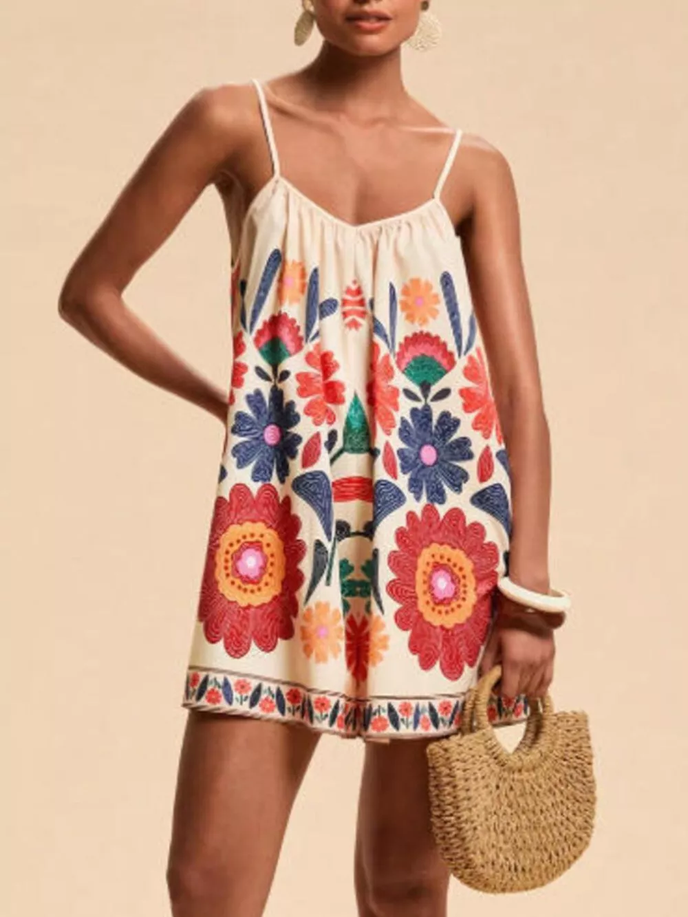 Floral Print Spaghetti Strap Romper, image 3