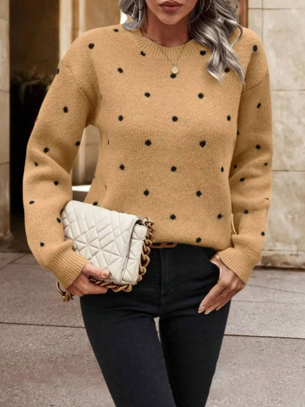 Polka Dot Round Neck Sweater, image 16