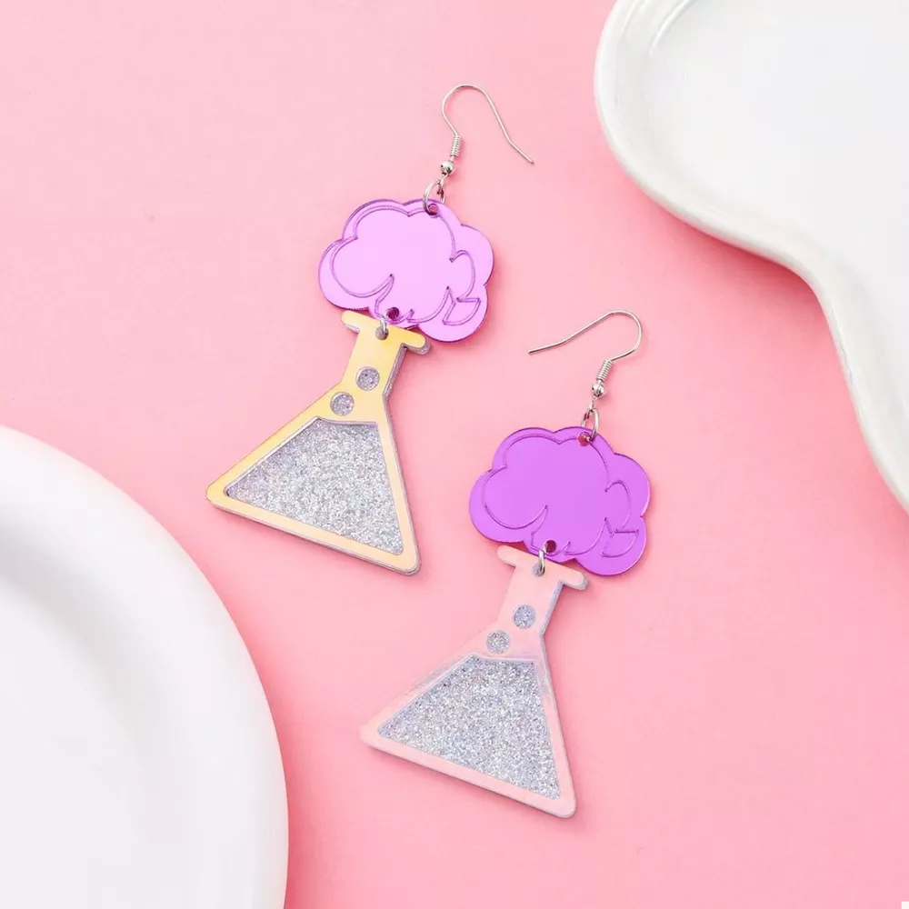 Funky Science Beaker Dangle Earrings, image 2