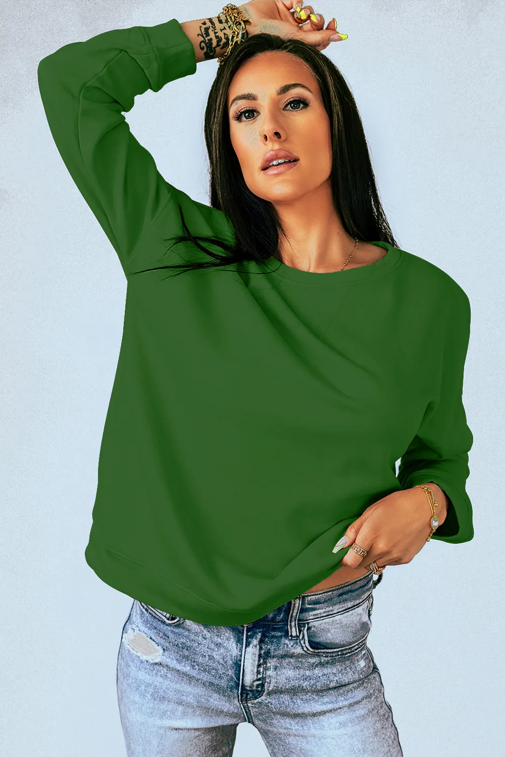 Round Neck Dropped Shoulder Sweatshirt, image 2