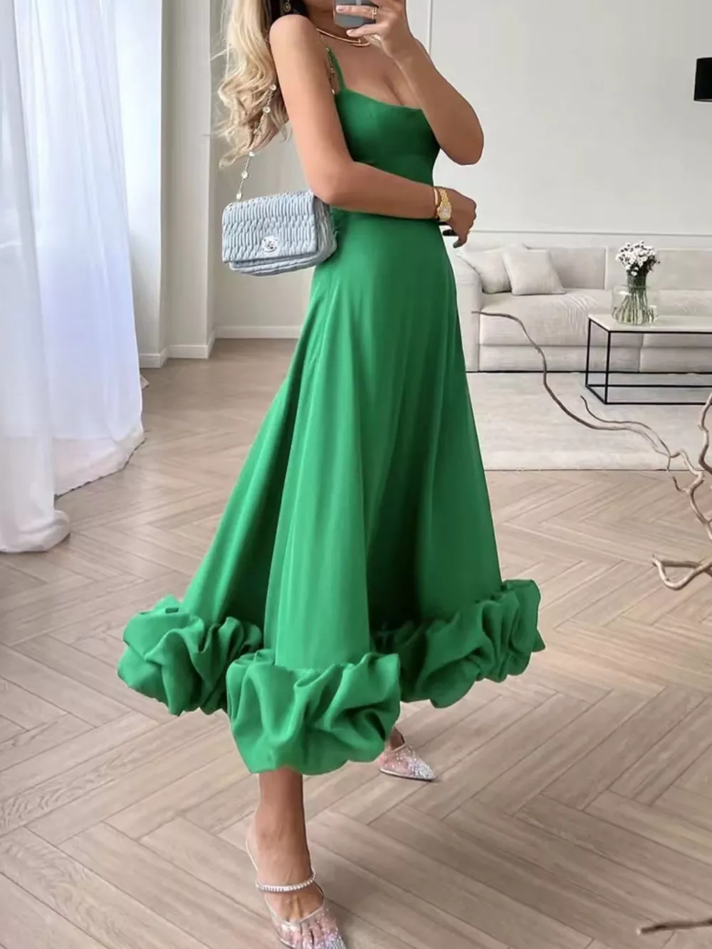 Ruffle Hem Scoop Neck Midi Dress, image 20