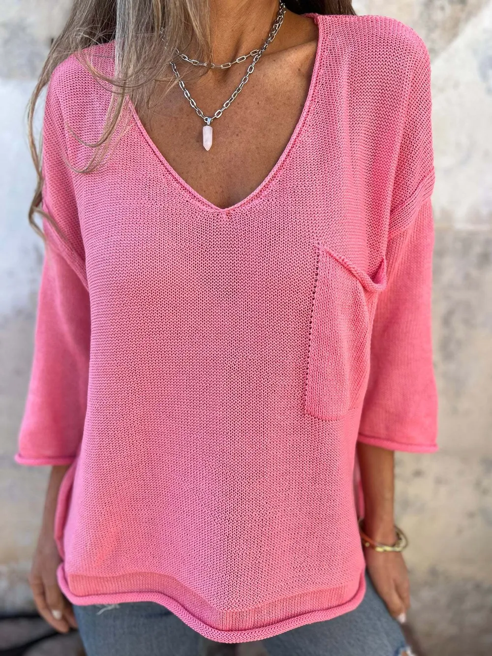 Full Size Casual V-Neck Knit Sweater Plus Size, image 6